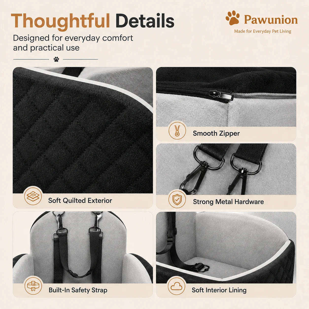 Dog Car Seat Booster With Memory Foam Cushion And Washable Cover