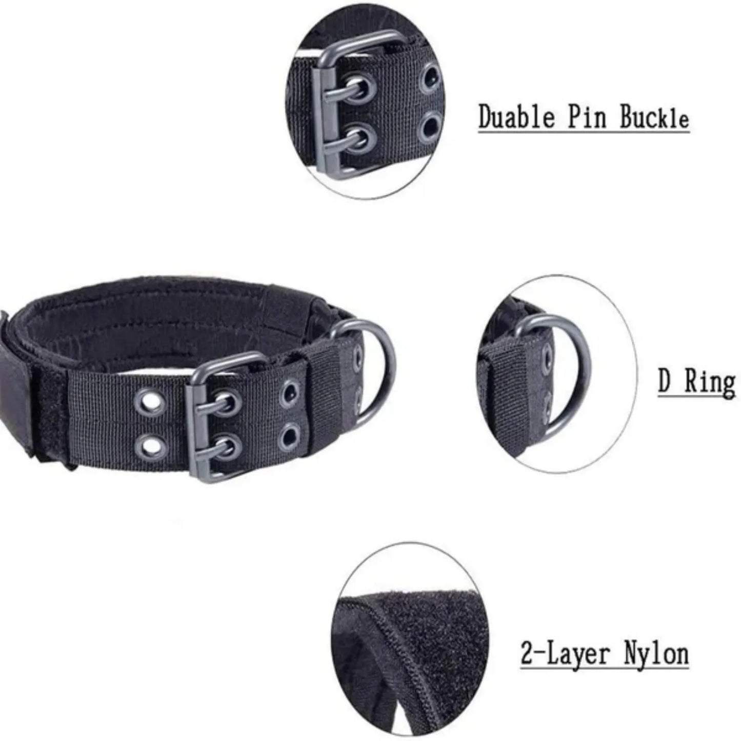 K9 Tactical Heavy Duty Nylon Dog Collar With Metal Buckle