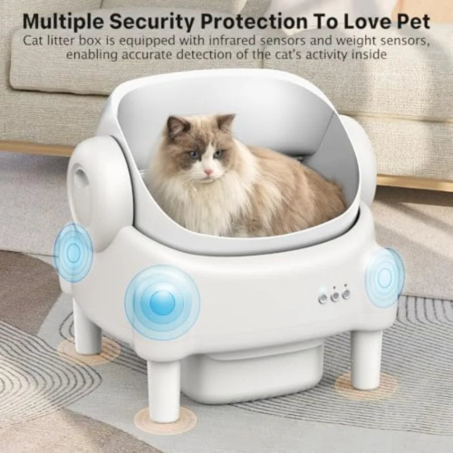 Automatic Self Cleaning Cat Litter Box for Multiple Cats with App Control