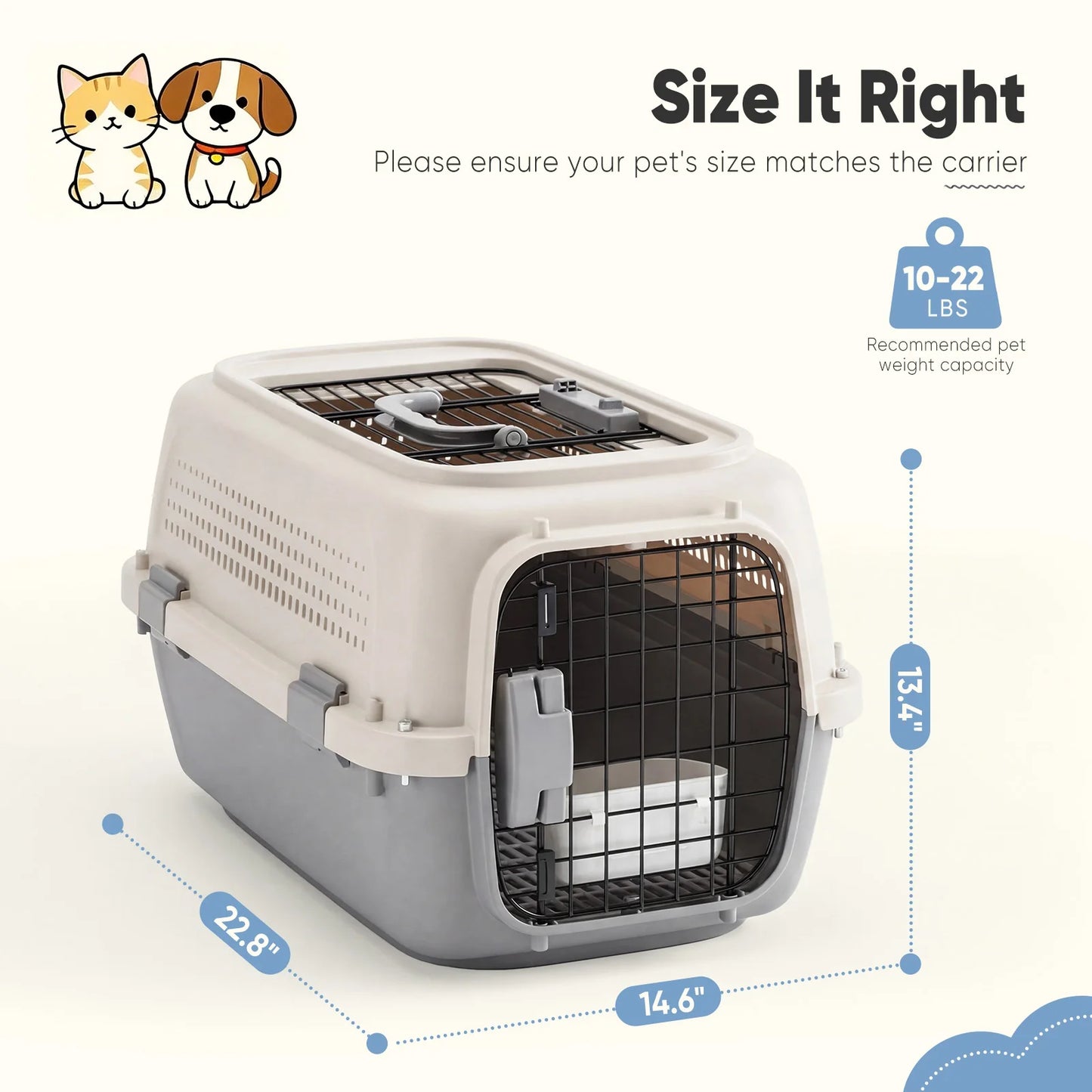 JHK Pet Carrier for Small Dogs and Cats Security Latches