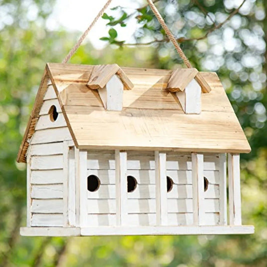 Wood Hanging Birdhouse Outdoor Rustic Cottage Bird House