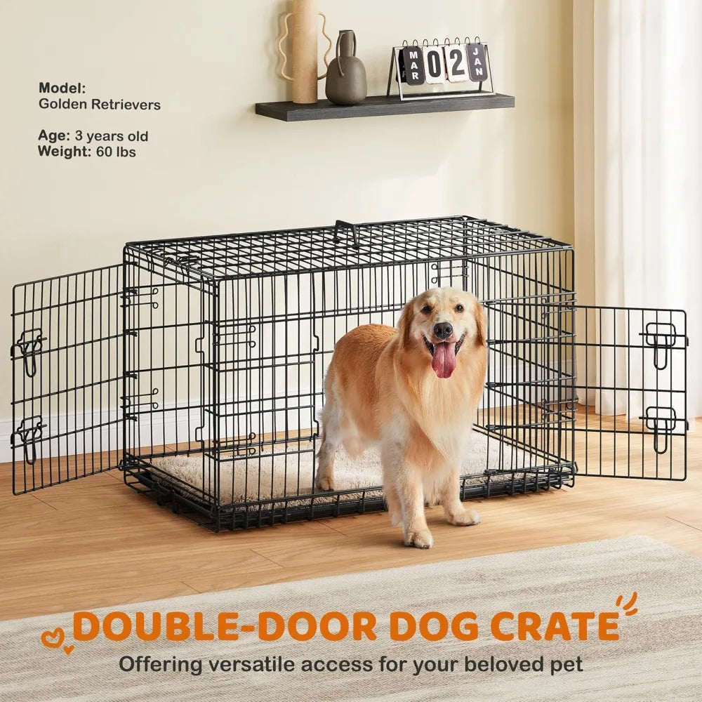 Yaheetech Collapsible Double Door Dog Crate With Removable Tray