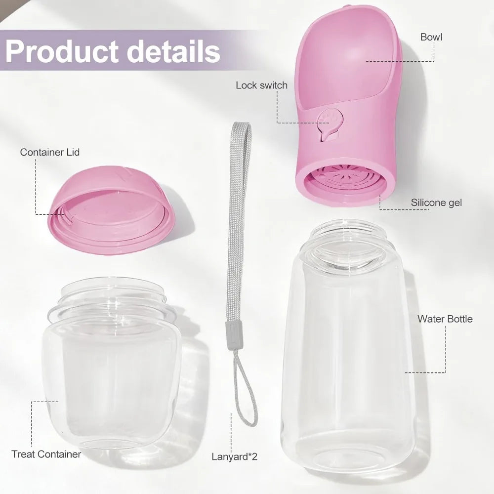 Two In One Dog Water Bottle With Food Container For Outdoor Adventures