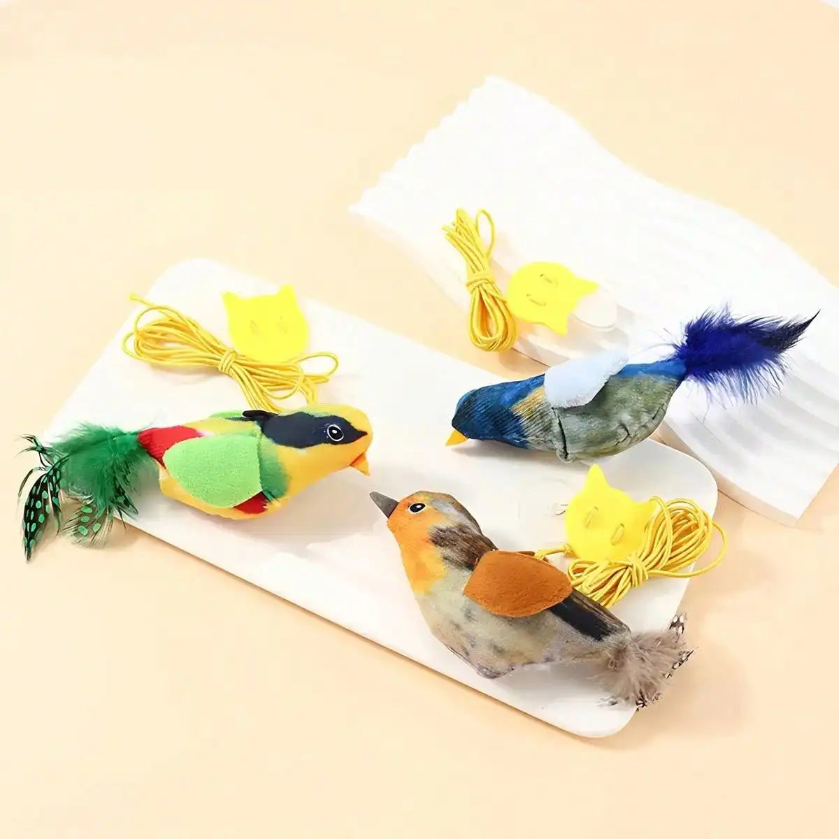 Interactive Cat Toy Realistic Bird Sounds With Detachable Hanging Teaser