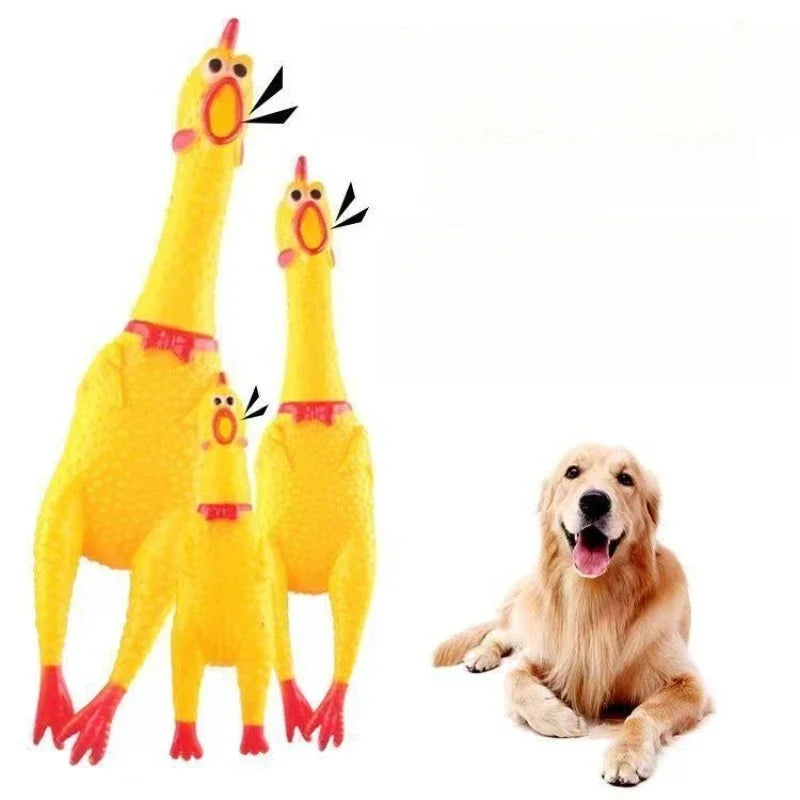 Dkstinye Squeaky Chicken Dog Toy Rubber Squeaker Chew Toy