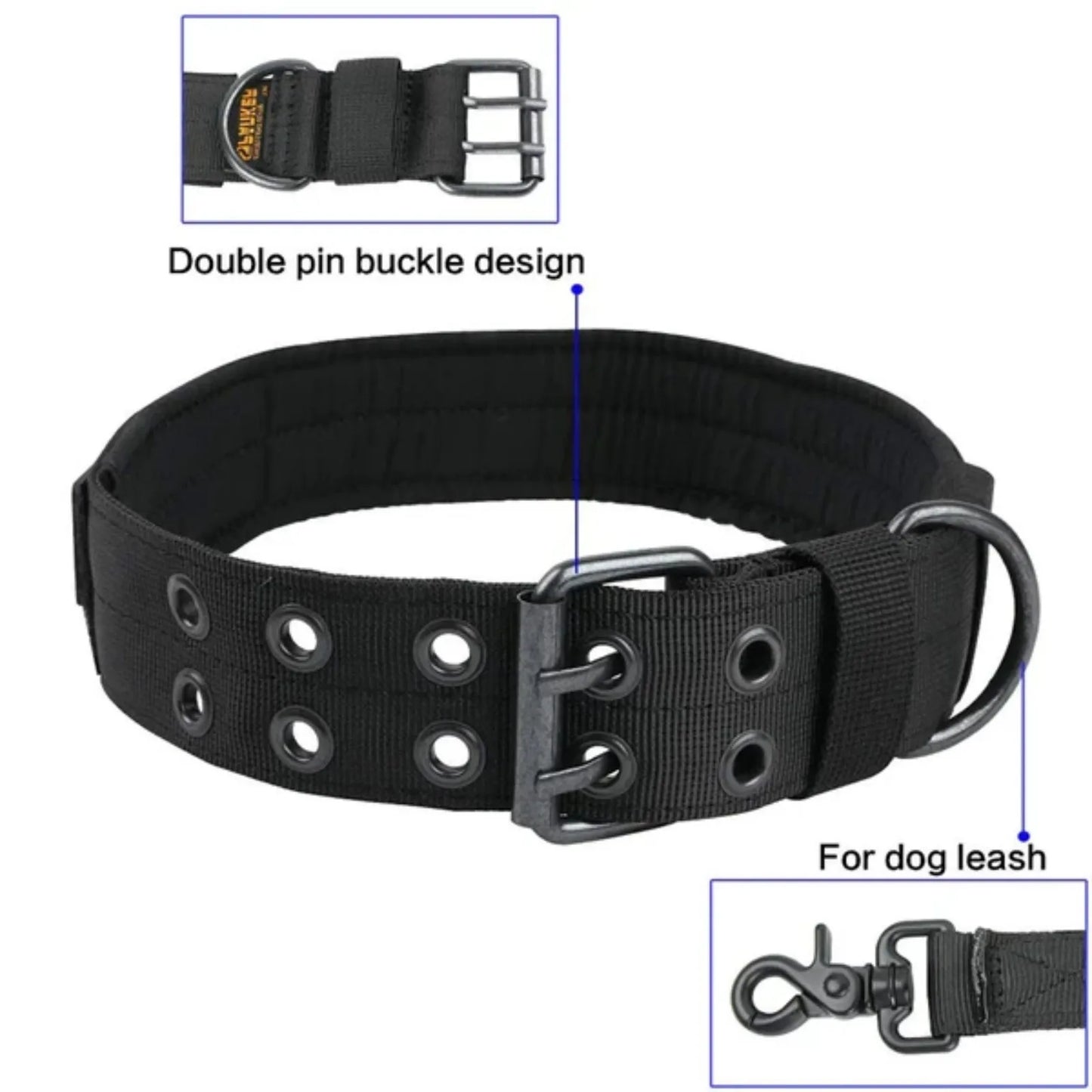 K9 Tactical Heavy Duty Nylon Dog Collar With Metal Buckle