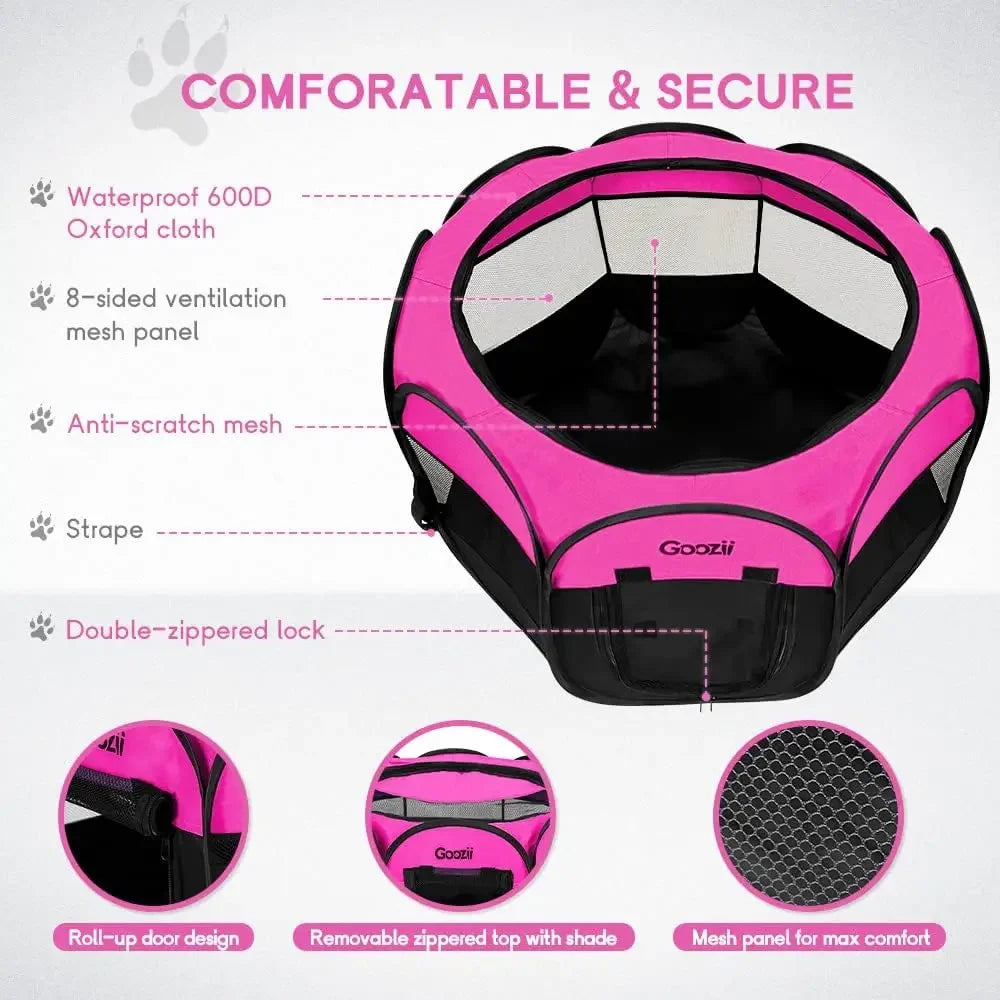 Portable Foldable Cat Playpen Enclosed Tent Zipper Top