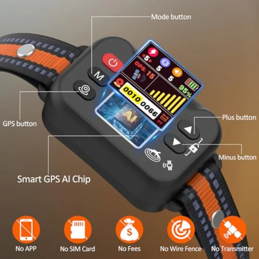 GPS Dog Collar Outdoor Waterproof Nylon With 3 Correction Modes