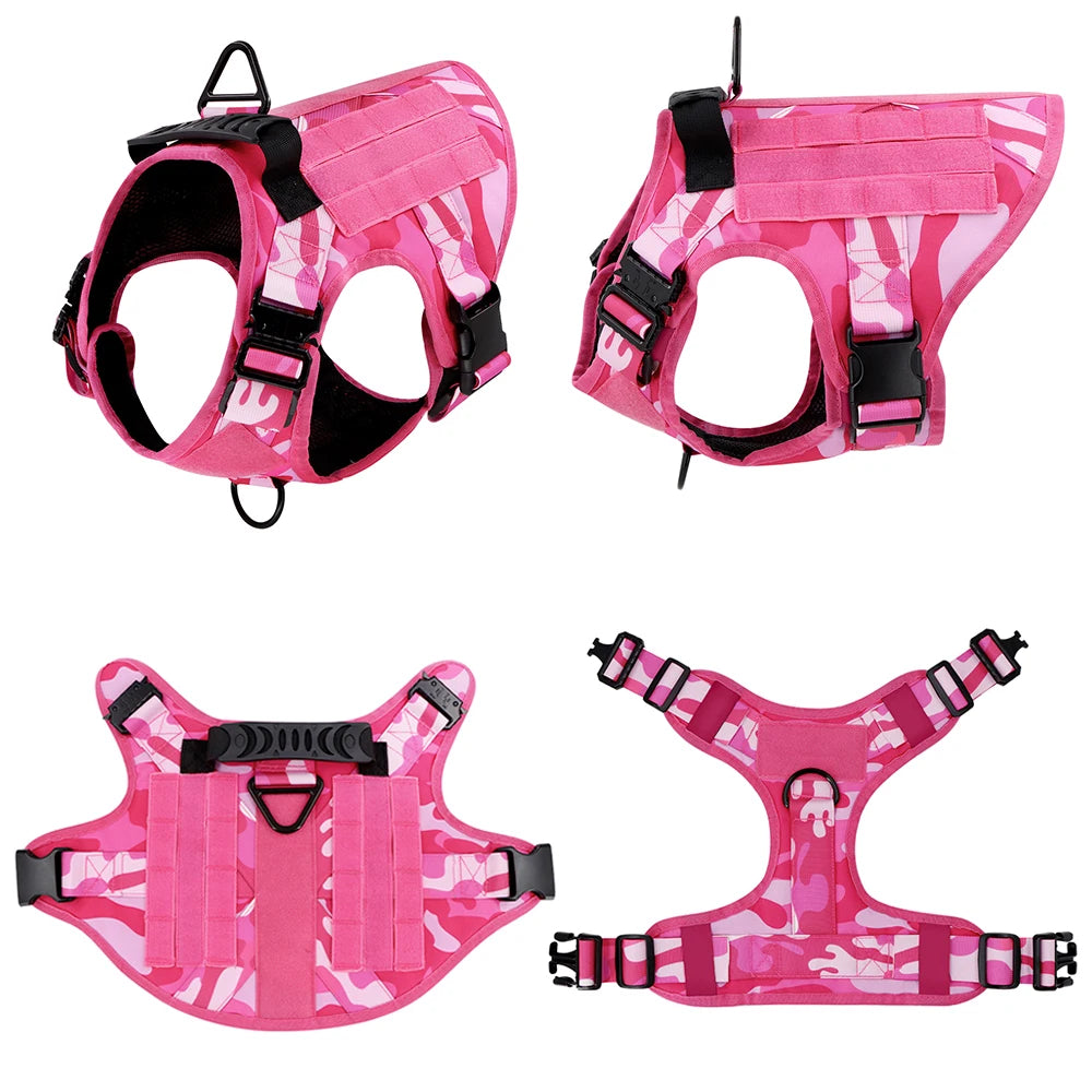 Military Camouflage Dog Harness Tactical Adjustable Vest for Training