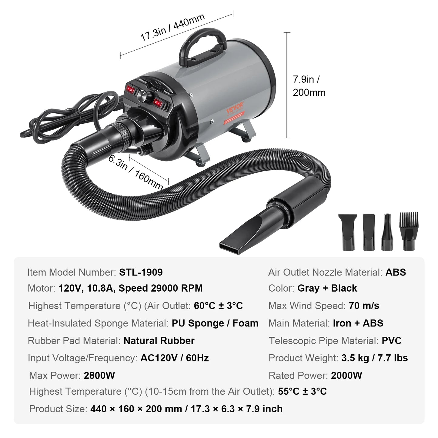 SucceBuy Dog Dryer With Adjustable Speed And Temperature Control