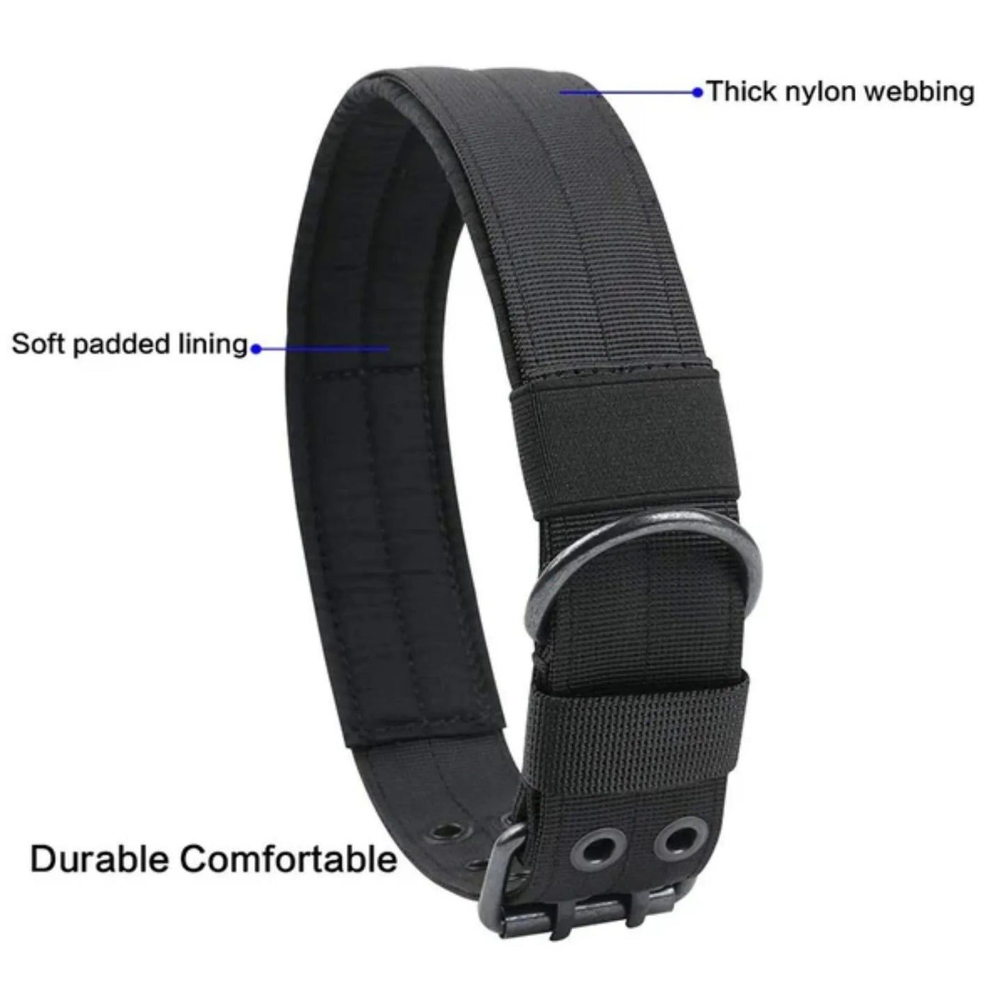 K9 Tactical Heavy Duty Nylon Dog Collar With Metal Buckle