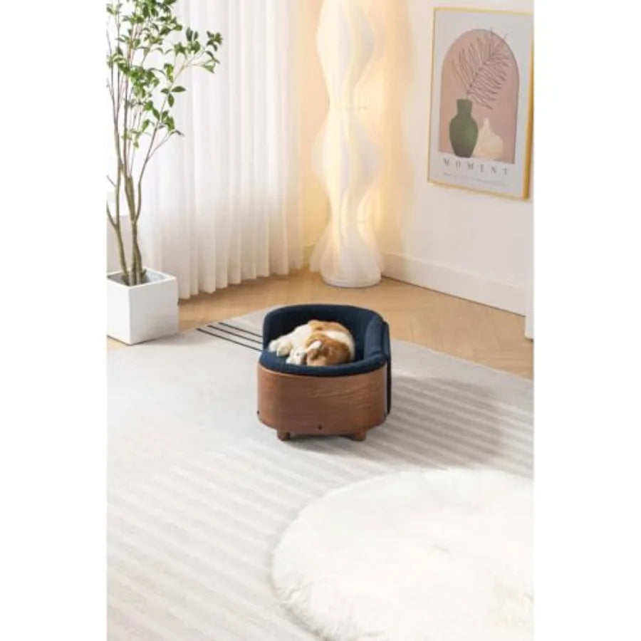 Scandinavian Elevated Dog Bed With Solid Wood Legs