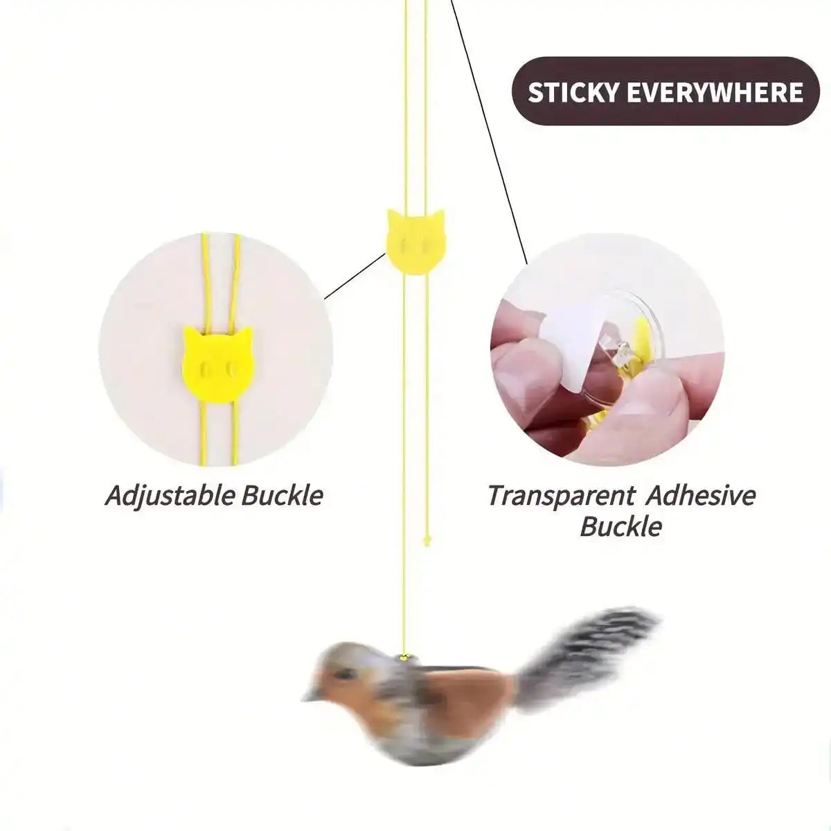 Interactive Cat Toy Realistic Bird Sounds With Detachable Hanging Teaser