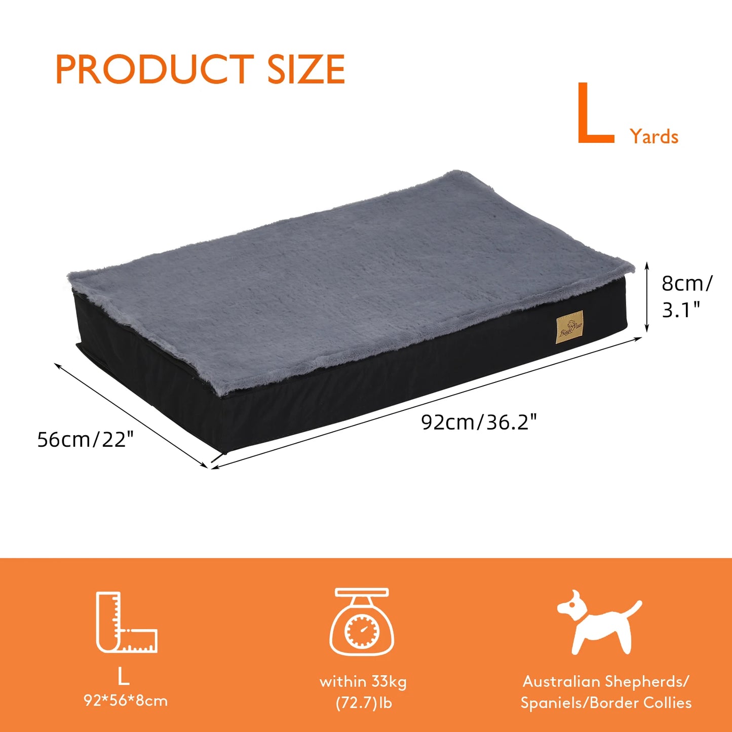 BINGOPAW Orthopedic Washable Dog Crate Bed With Foam Mattress