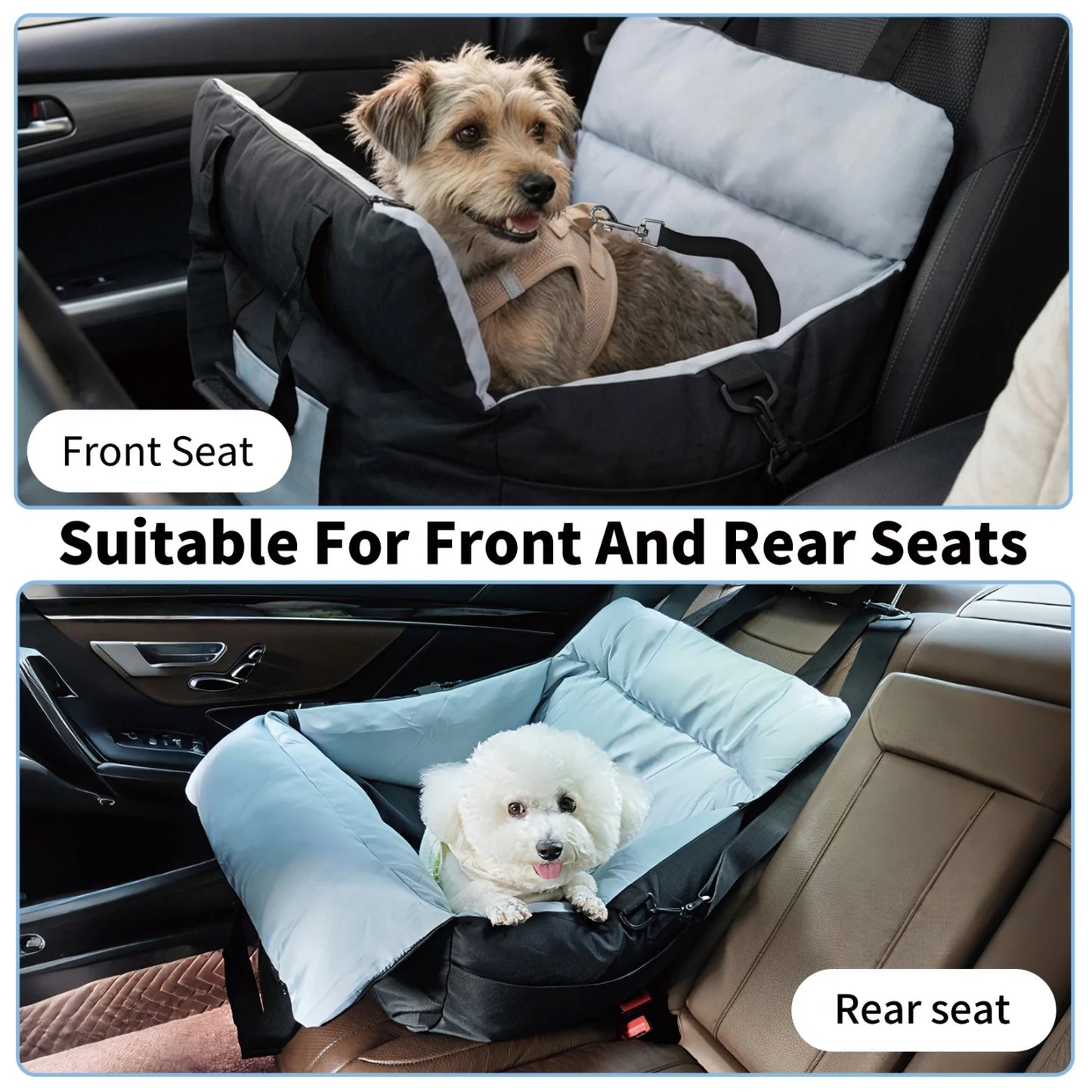 BINGOPAW Dog Car Seat Booster for Small Dogs with Belt