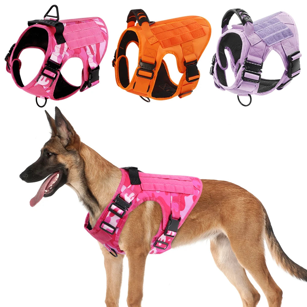 Military Camouflage Dog Harness Tactical Adjustable Vest for Training