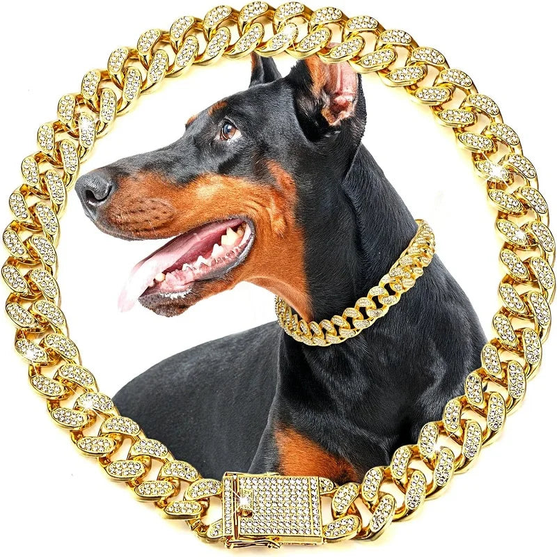 Stainless Steel Luxury Dog Chain Collar For Dogs And Cats