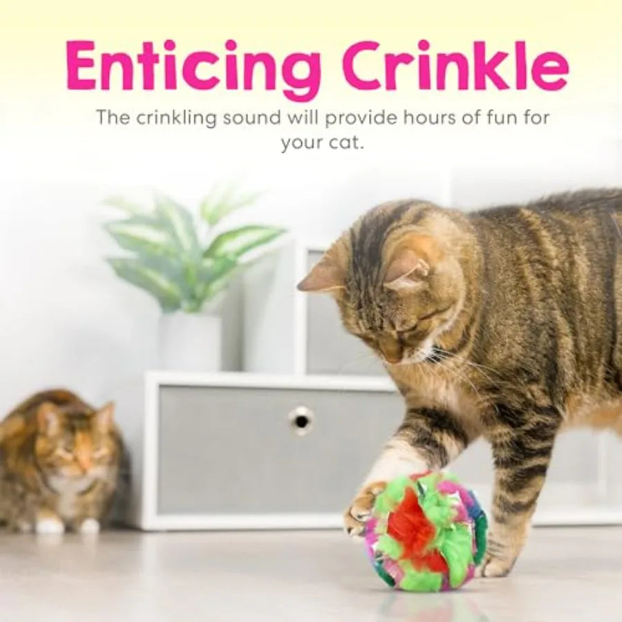 Crinkle Balls Interactive Indoor Cat Toy Safe Lightweight 12 Pack