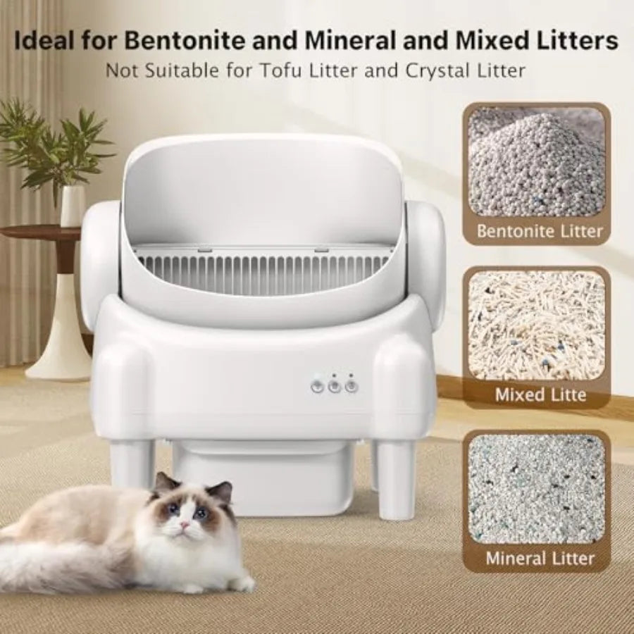 Automatic Self Cleaning Cat Litter Box for Multiple Cats with App Control