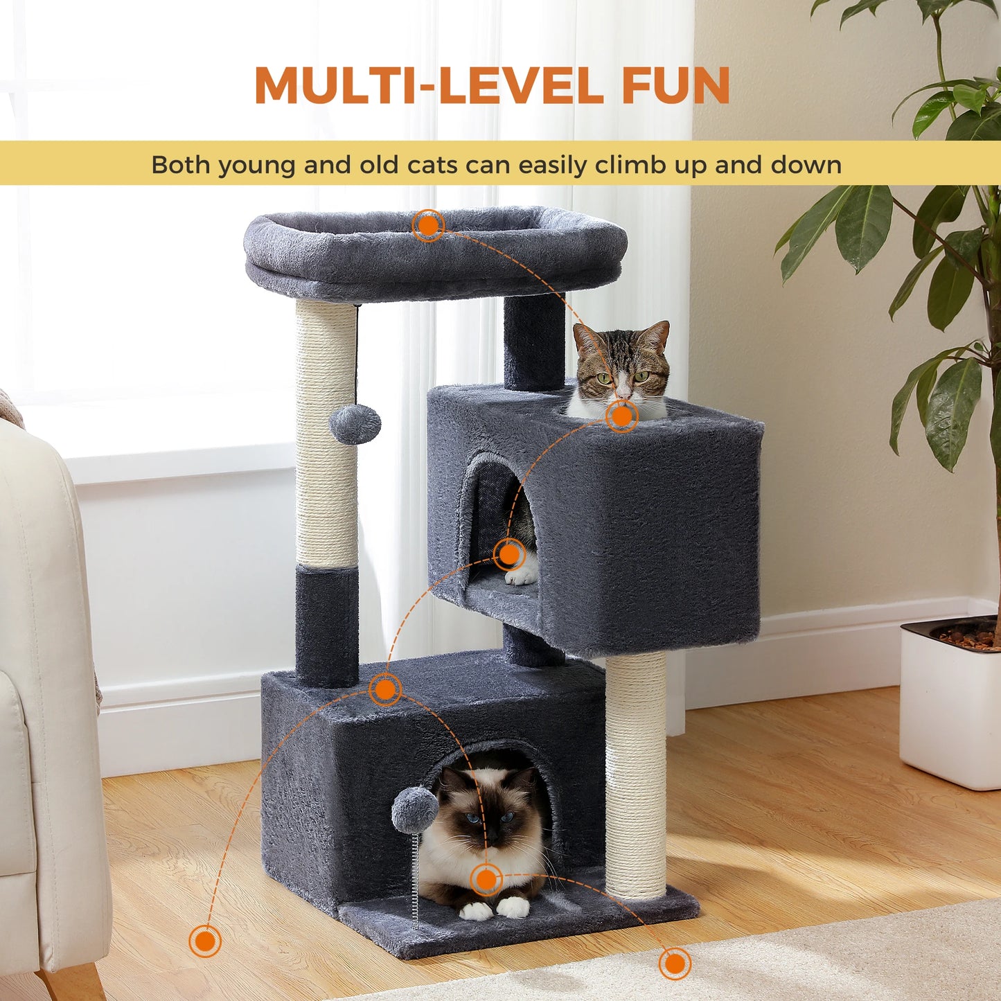 PAWZ Road Multi-Level Cat Tree Tower With Scratching Posts