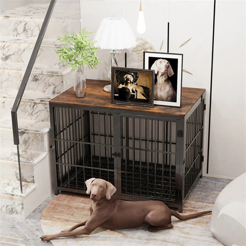 BORWART Wooden Elevated Dog Crate End Table Kennel