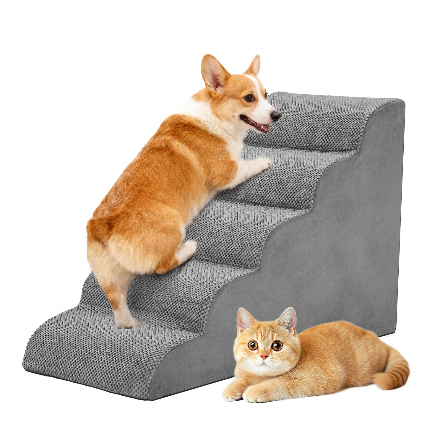 JHK 3-5 Step High Density Foam Dog Stairs For Small Dogs