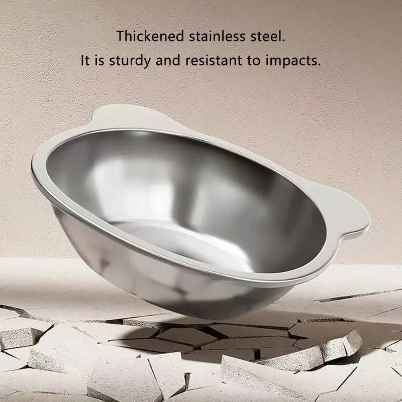 304 Stainless Steel Raised Cat Bowl With 15 Degree Tilted Neck Guard