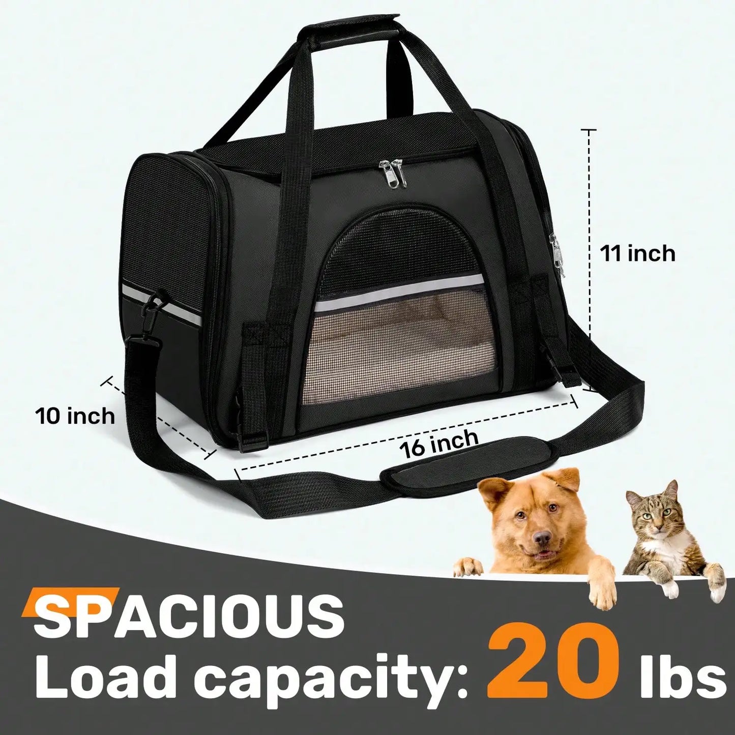 Breathable Pet Carrier Bag Airline Approved Foldable Travel Carrier