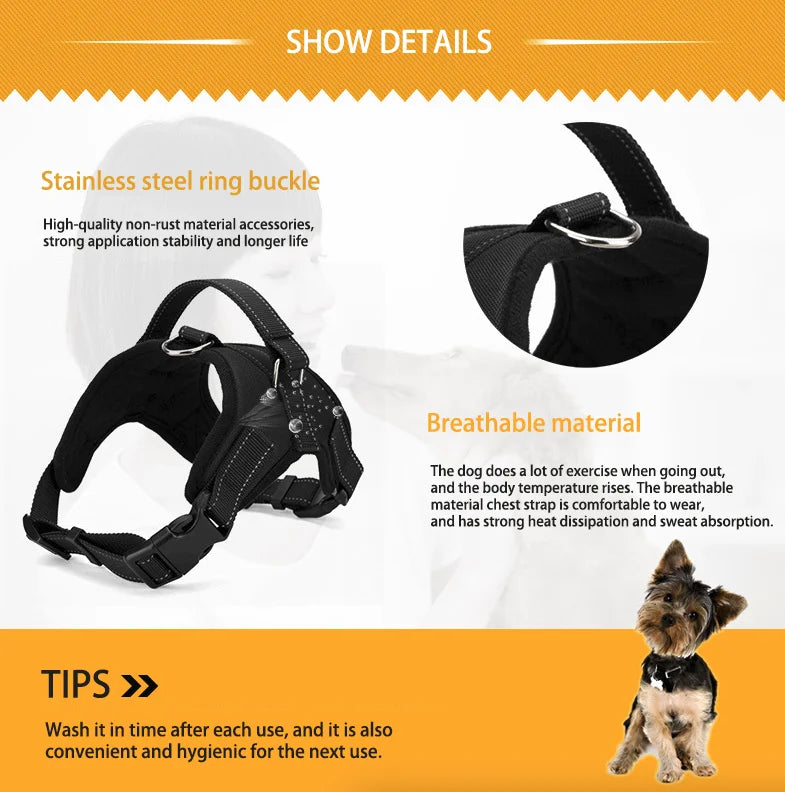 No Pull Dog Harness Reflective Adjustable Vest For Outdoor Walks