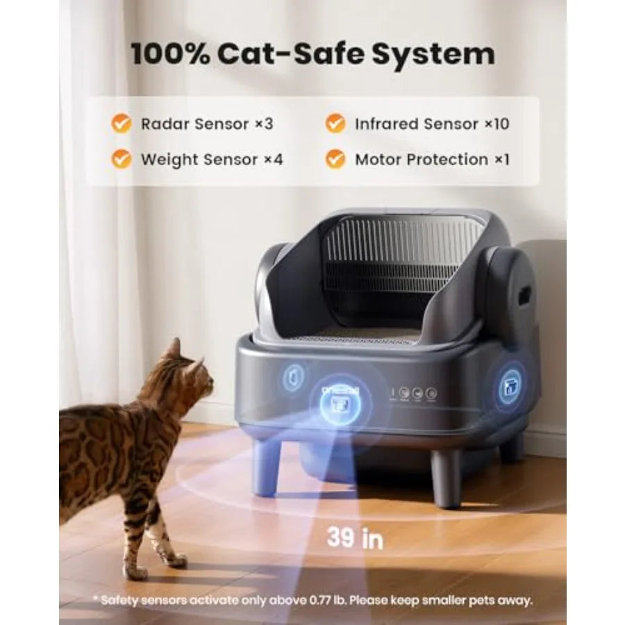 Self Cleaning Litter Box For Large Cats Easy Open Top Design
