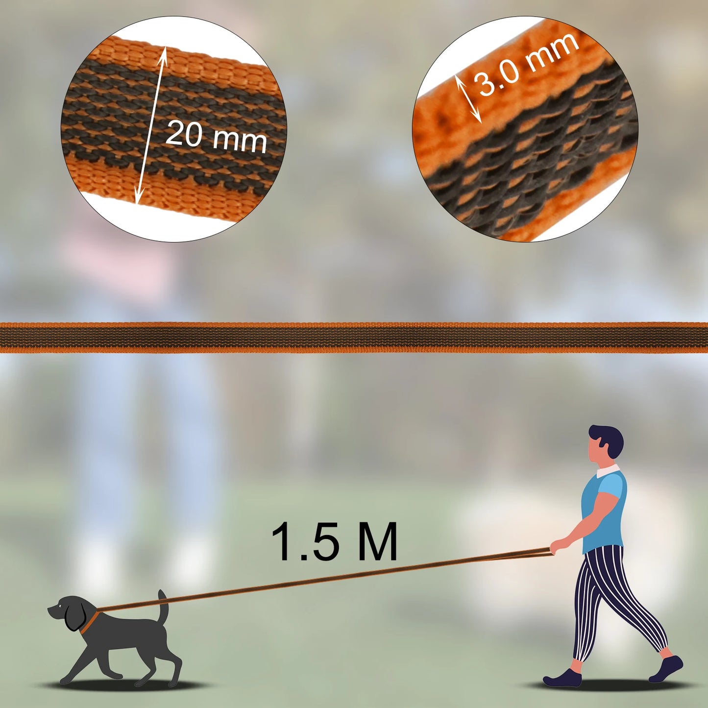 Fiber Dog Leash for Training Dual Color Lightweight Walking