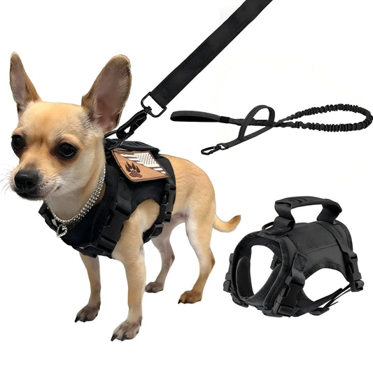 Tactical Puppy Harness Leash Set Adjustable For Small Dogs Cats
