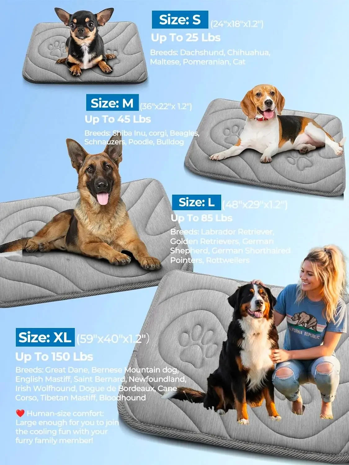 Pet Cooling Mat Arc Chill Q Max 0.5 Anti Slip Orthopedic Washable Portable