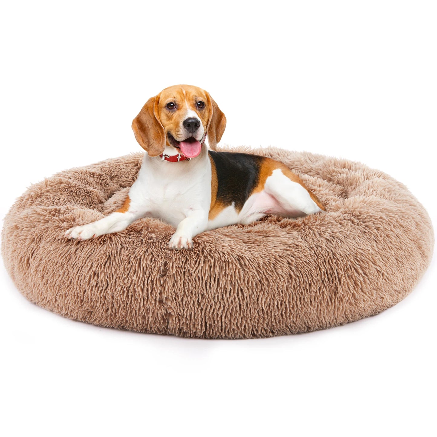 JHK Plush Faux Fur Calming Dog Bed Washable Non Slip