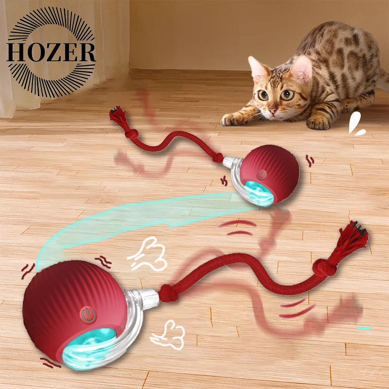 Cat Interactive Ball Toy Automatic Rolling Faux Tail Rechargeable