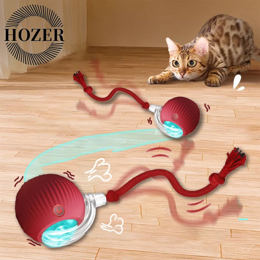 Cat Interactive Ball Toy Automatic Rolling Faux Tail Rechargeable