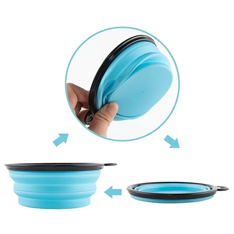 Portable Pet Food Bowl TPR Silicone Collapsible Travel Dish