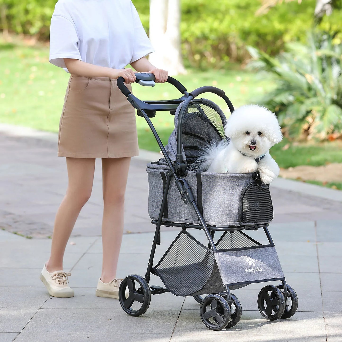 Three In One Foldable Pet Stroller With Removable Carrier All Terrain Waterproof