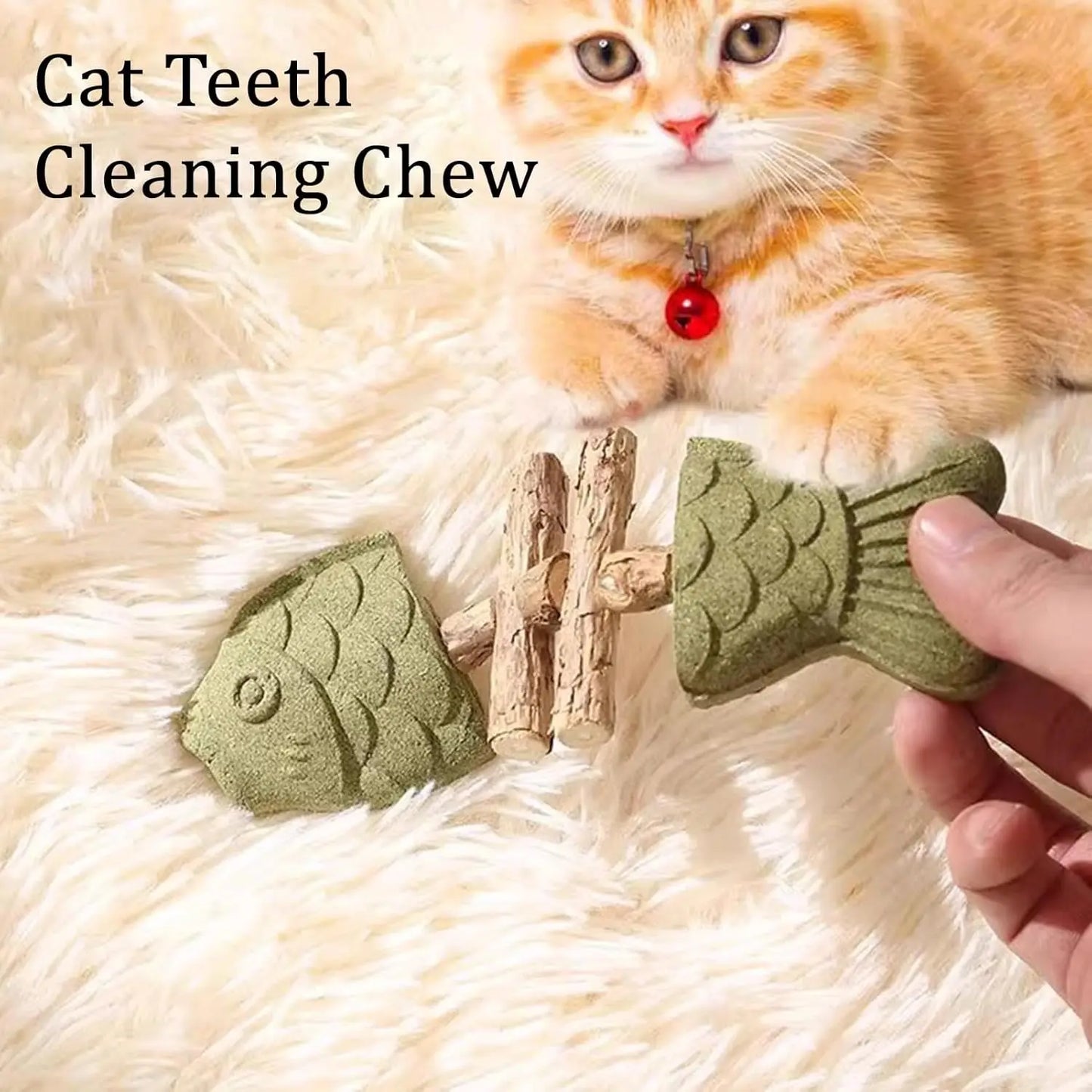 Dental Health Cat Chew Toy Fishbone Bite Resistant