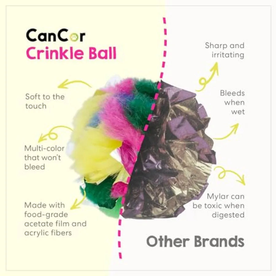 Crinkle Balls Interactive Indoor Cat Toy Safe Lightweight 12 Pack