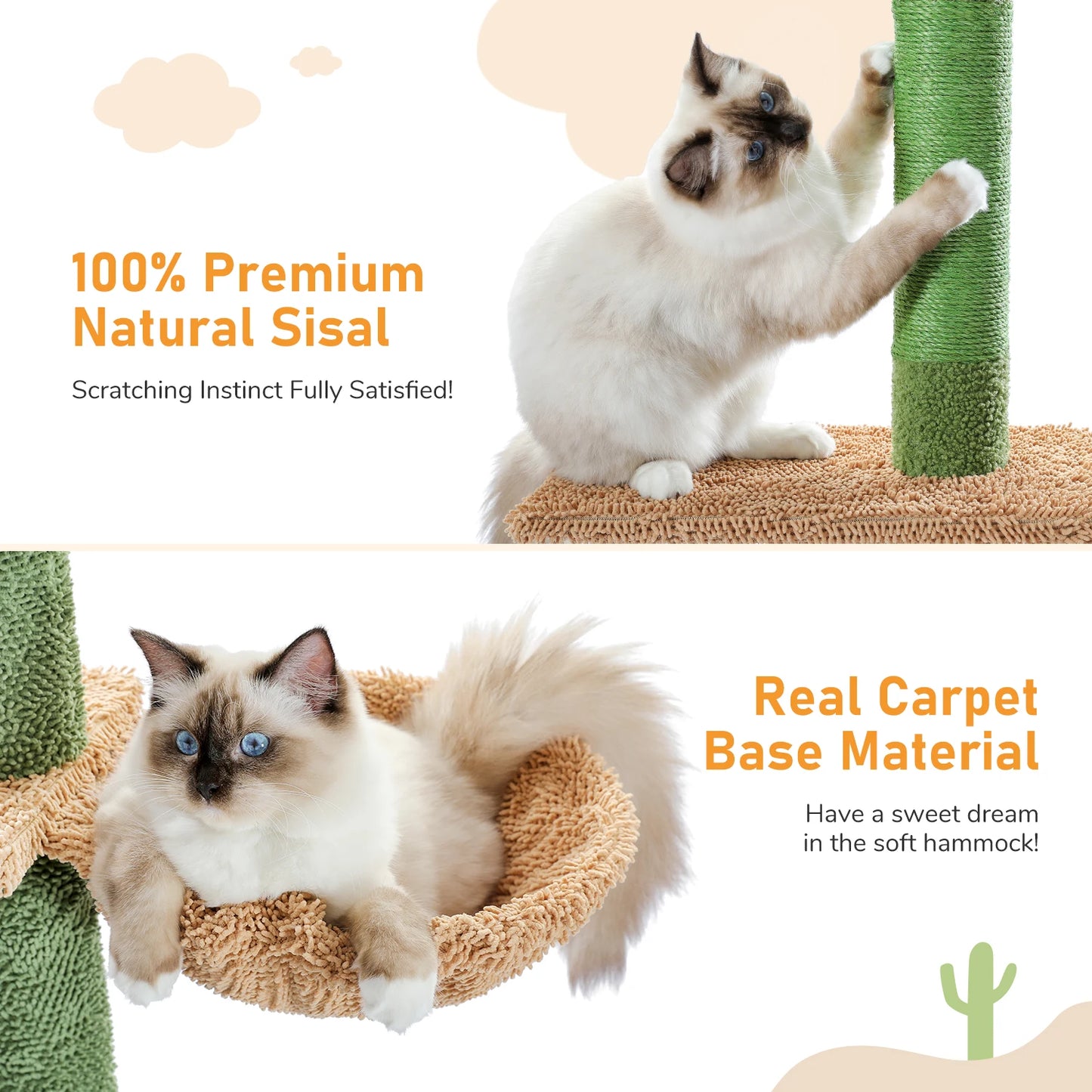 PAWZ Road Cat Tree 5-Tier Floor to Ceiling Cactus Tower with Hammock