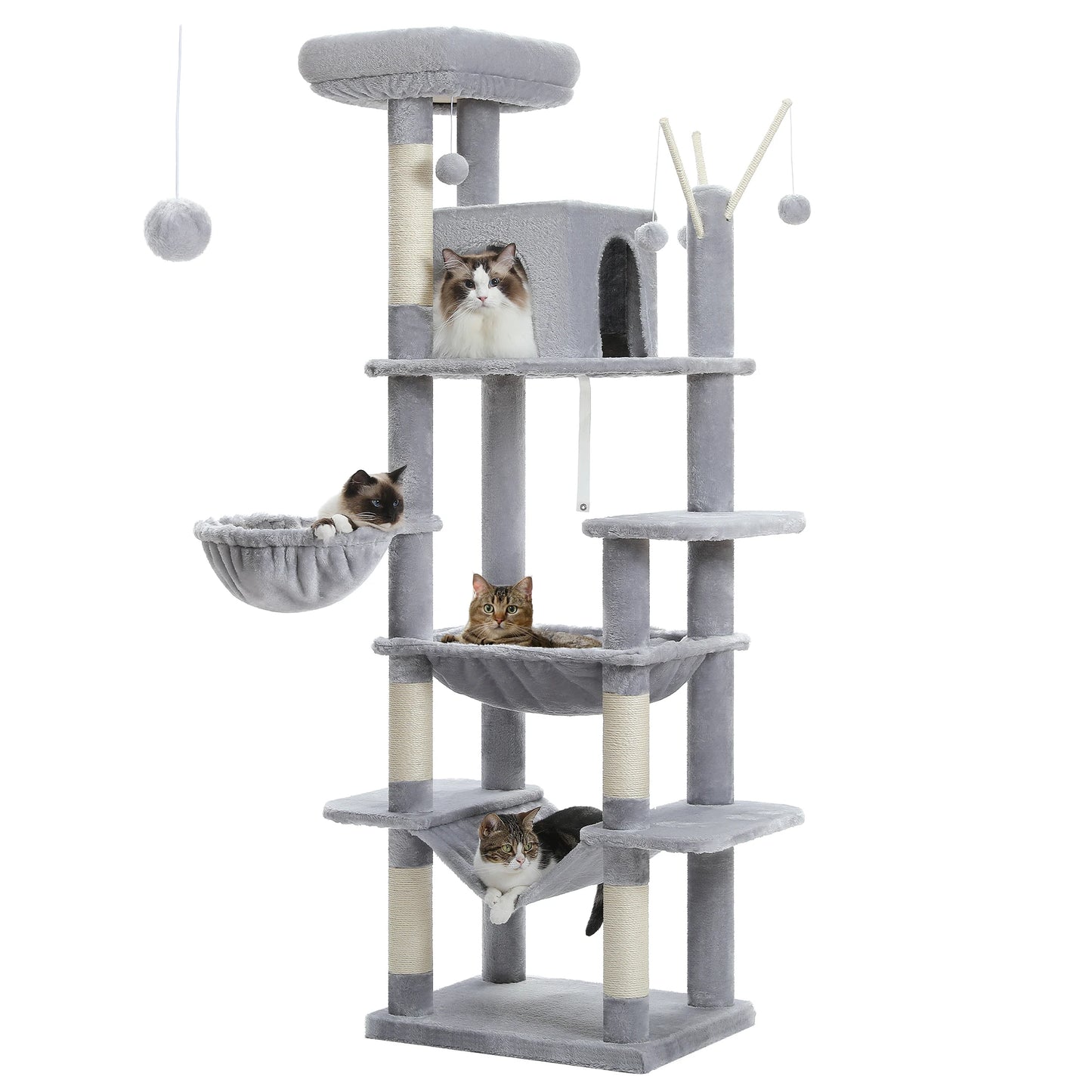 PAWZ Road Five Level Cat Tree Plush Cat Condo With Scratching Posts