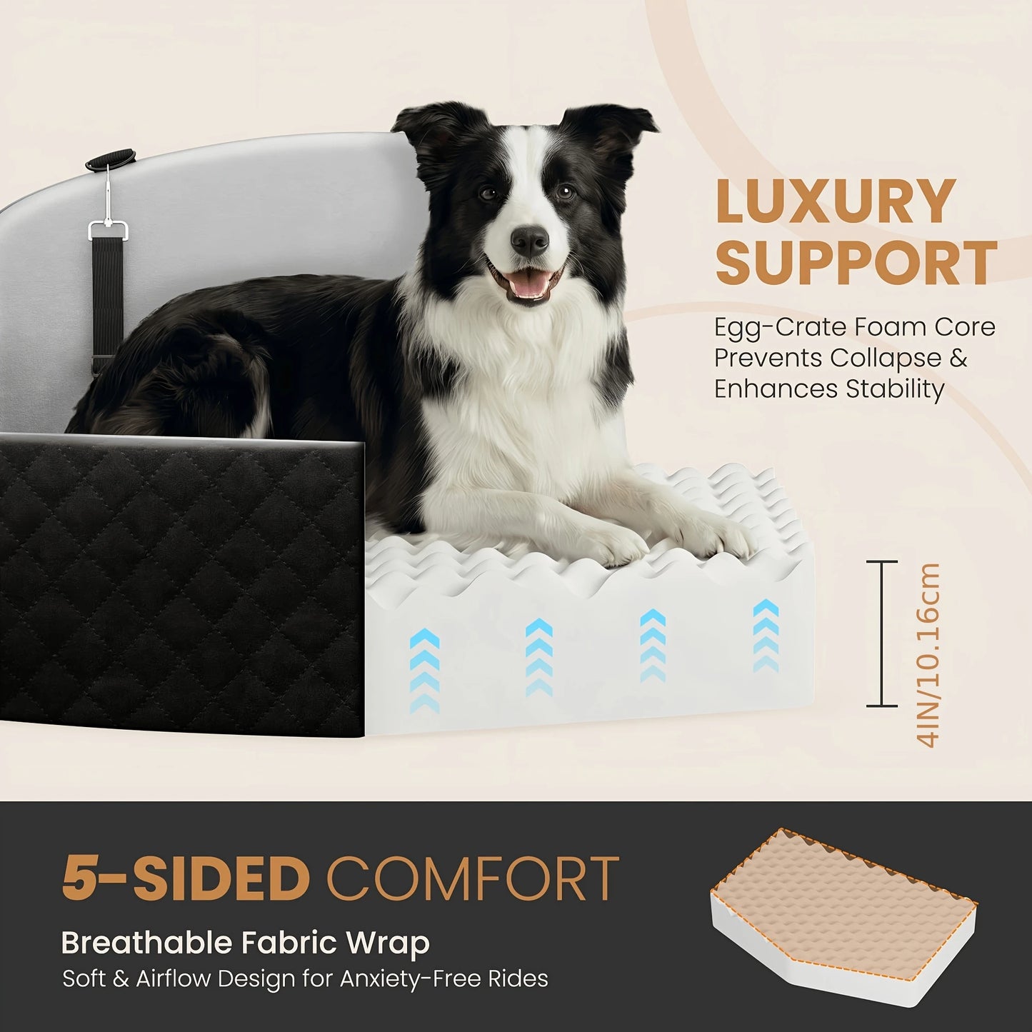 Dog Car Seat Booster With Memory Foam Cushion And Washable Cover