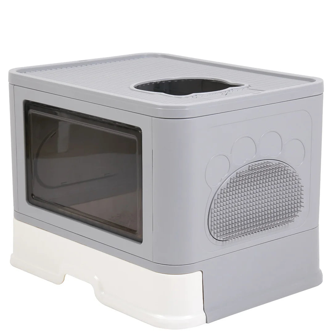 Detachable Foldable Cat Litter Box With Front Entry And Top Exit