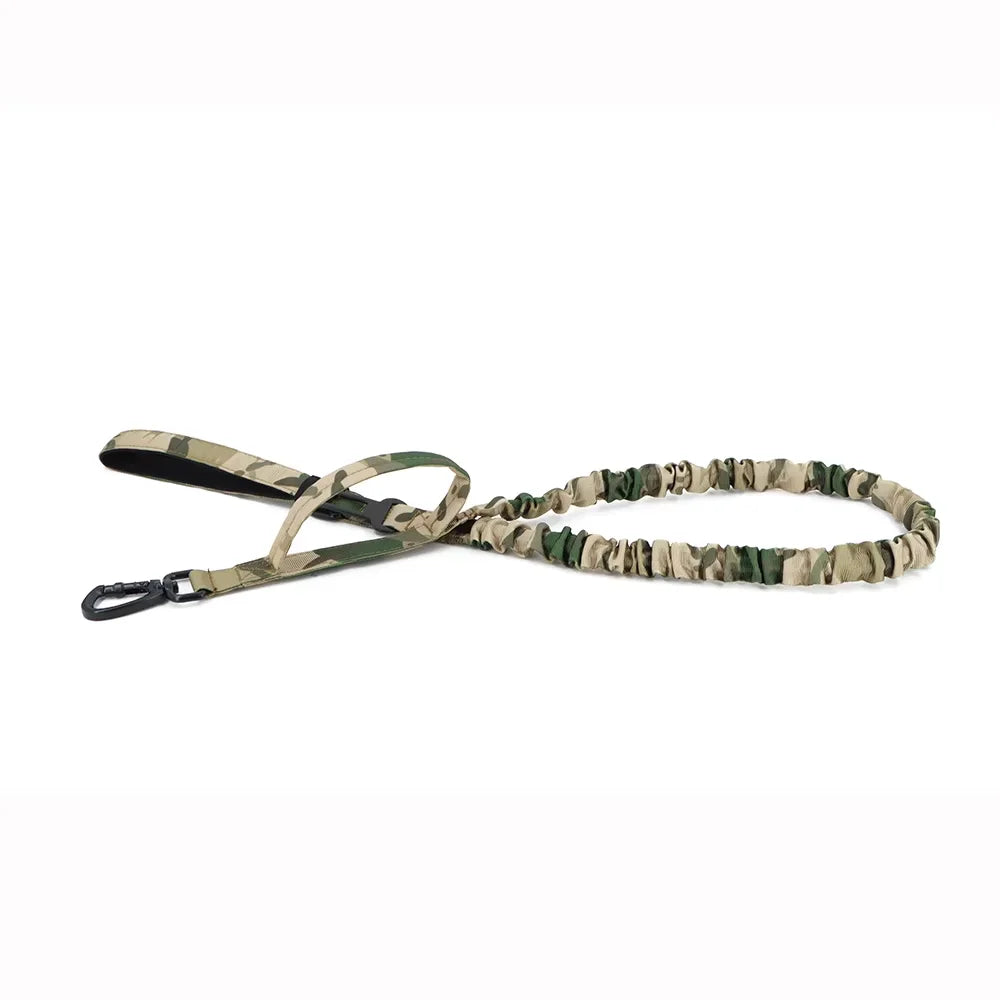 Military Tactical Dog Leash Adjustable Elastic Rope Dual Handles