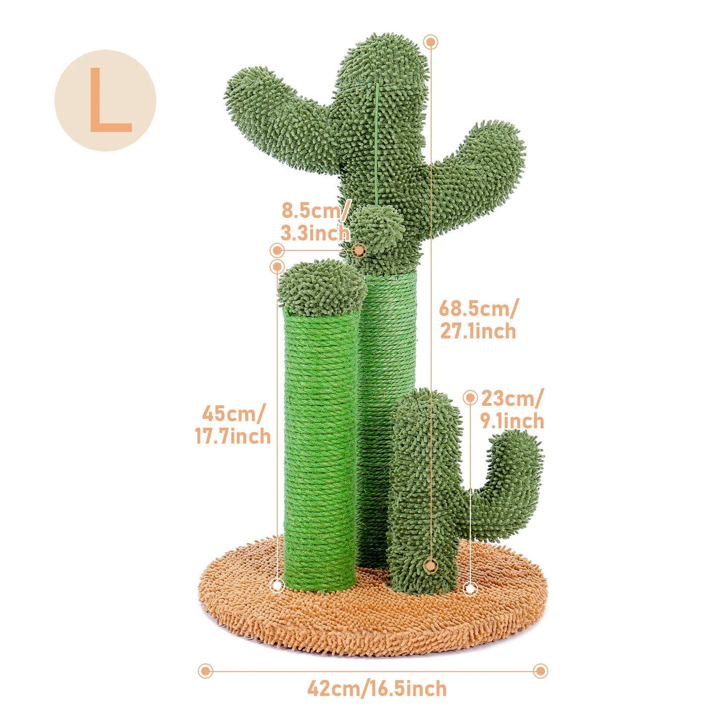 PAWZ Road CN Cactus Cat Scratcher Post With 3 Poles And Dangling Ball