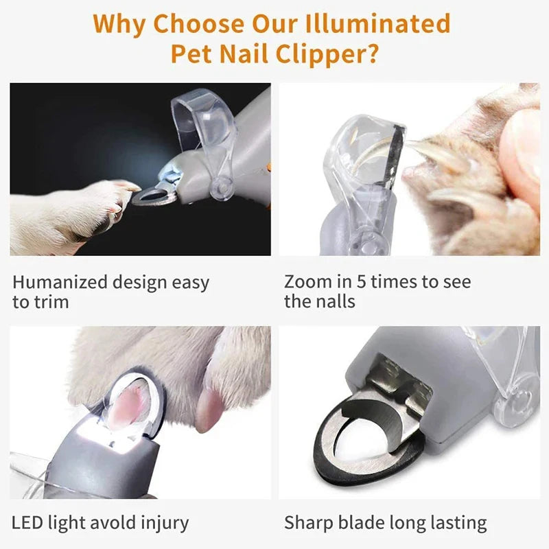 Pet Nail Clipper With LED Light And Magnifier For Pets