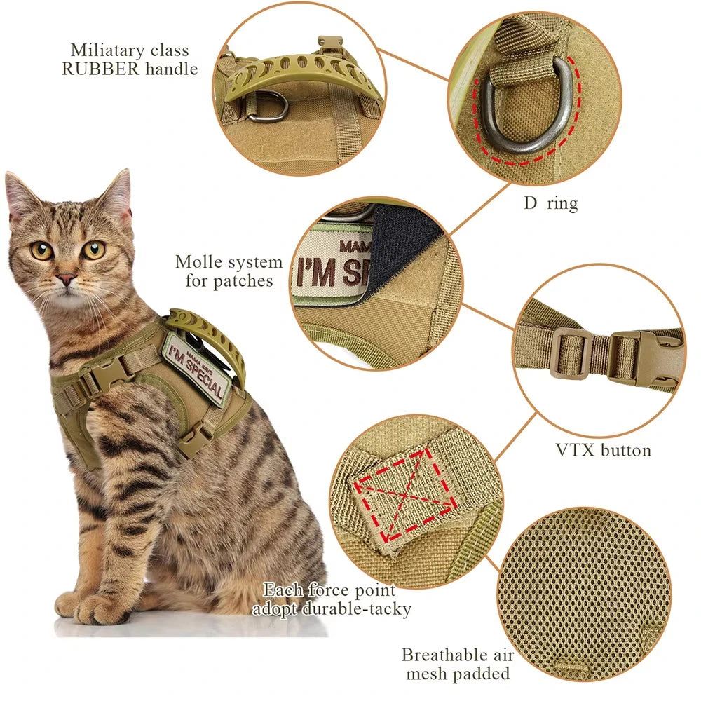 Cat Harness And Leash Set With Handle Adjustable Pet Vest