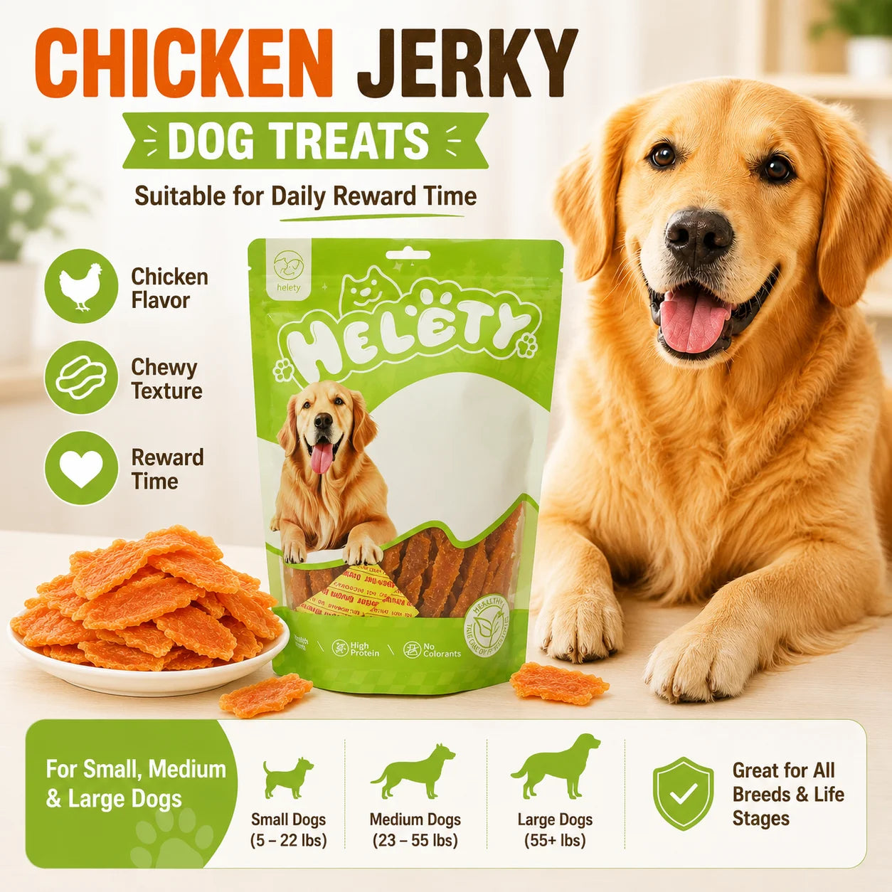 All Breeds Chicken Jerky Dog Treats Meat Flavor Pack