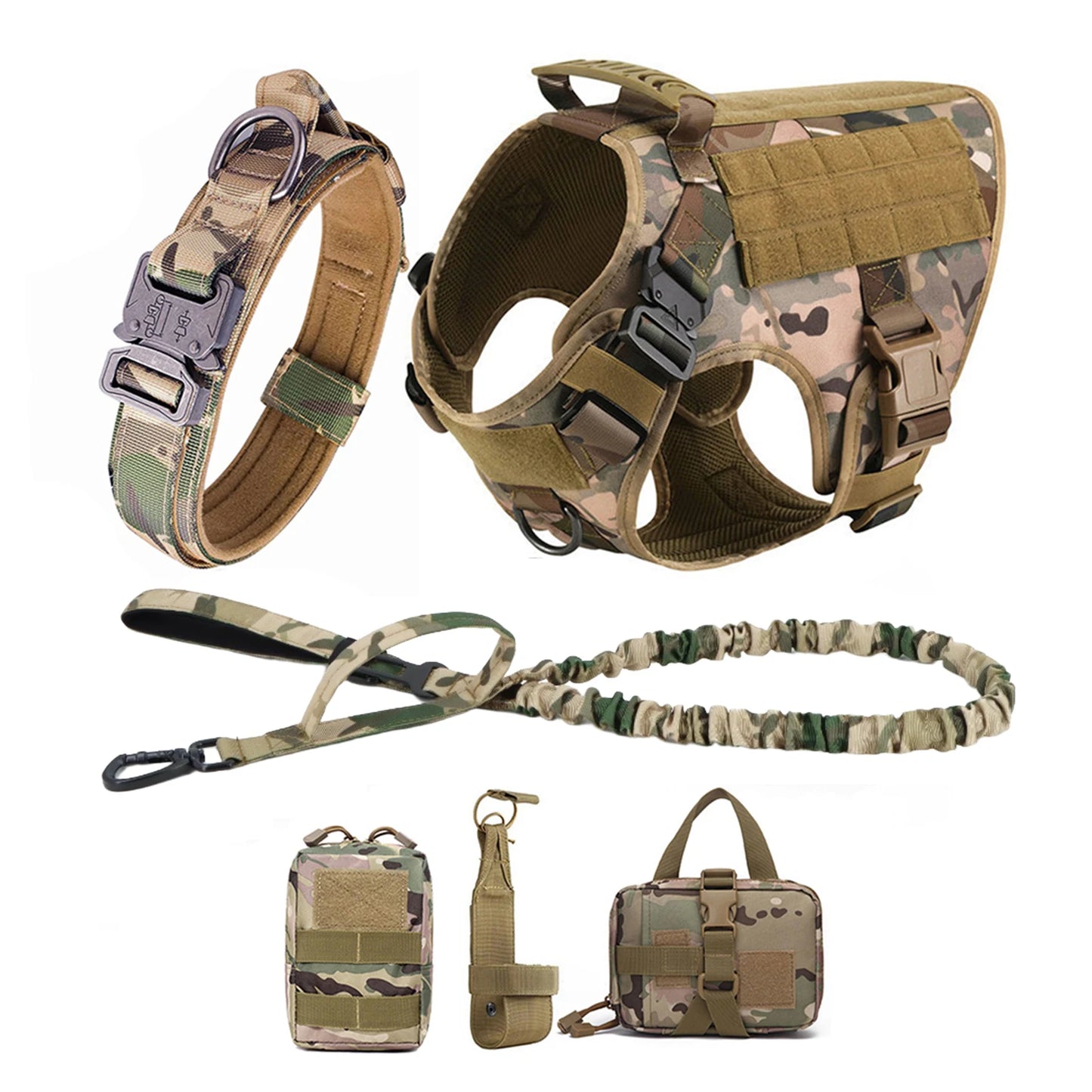Tactical Molle Dog Harness With Pouches For Training
